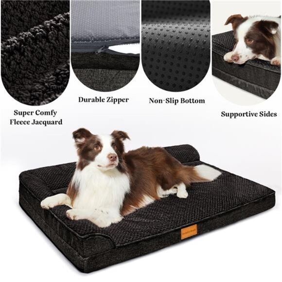 Orthopedic Pet Bed for Median Dogs, 30"X20" Waterproof L Shaped Dog Bed Washable - Picture 5 of 7